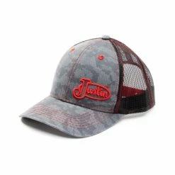 Best deal 🎉 Justin Men's Red & Grey Camo Embroidered Logo Mesh-Back Ball Cap 🌟