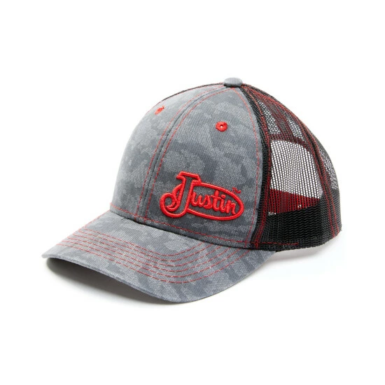 Best deal 🎉 Justin Men's Red & Grey Camo Embroidered Logo Mesh-Back Ball Cap 🌟 3 Best deal 🎉 Justin Men's Red & Grey Camo Embroidered Logo Mesh-Back Ball Cap 🌟