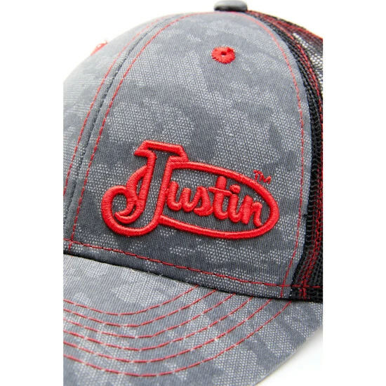 Best deal 🎉 Justin Men's Red & Grey Camo Embroidered Logo Mesh-Back Ball Cap 🌟 4 Best deal 🎉 Justin Men's Red & Grey Camo Embroidered Logo Mesh-Back Ball Cap 🌟 - Image 2