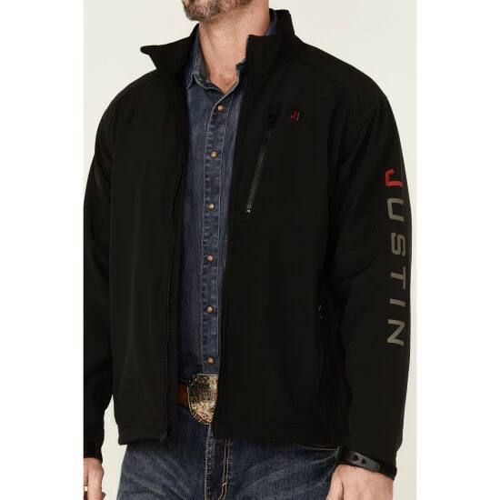 New ๐ Justin Men's Solid Black Stillwater Logo Sleeve Zip-Front Fleece Jacket โจ 5 New ๐ Justin Men's Solid Black Stillwater Logo Sleeve Zip-Front Fleece Jacket โจ - Image 3