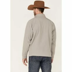 Best Sale 🤩 Justin Men's Solid Charcoal Stillwater Logo Sleeve Zip-Front Fleece Jacket 😍 -Justin Shop unnamed file 1063