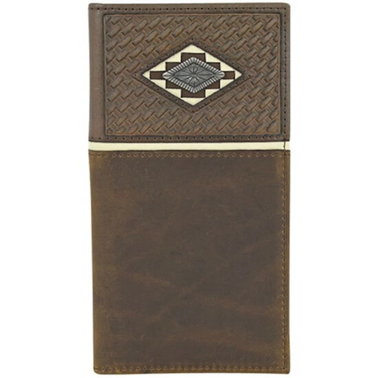 Buy ❤️ Justin Men's Brown Basket Weave Tooling & Concho Rodeo Wallet 🌟 3 Buy ❤️ Justin Men's Brown Basket Weave Tooling & Concho Rodeo Wallet 🌟