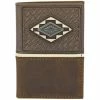 Brand new ⌛ Justin Men's Brown Basket Weave Tooling & Concho Trifold Wallet 😀