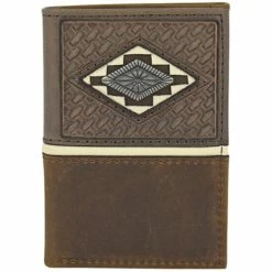 Brand new ⌛ Justin Men's Brown Basket Weave Tooling & Concho Trifold Wallet 😀