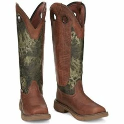 Justin Shop 4 Cheap โญ Justin Men's Rush Strike Camo Shaft Leather Pull-On Snake ๐ฅพ Boots - Square Toe Camouflage ๐ฏ