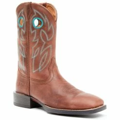 Discount 🎉 Justin Men's Brandy Bowline Cowhide Leather Western Boot - Broad Square Toe Brown 🎁
