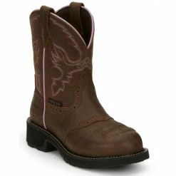 Best Sale 🥰 Justin 👩 Women's Wanette Western Work 🥾 Boots - Steel Toe Distressed Brown 💯