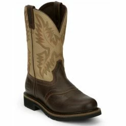 Hot Sale โค๏ธ Justin Men's Superintendent Western ๐ฅพ Boots - Round Toe Brown ๐ฅฐ