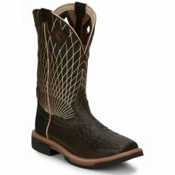 Flash Sale 🤩 Justin Men's Derrickman Western Work 🥾 Boots - Composite Toe Cognac ⭐