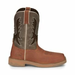 Buy 🌟 Justin Men's Bolt Redwood Pull-On Soft Work 🥾 Boots - Square Toe Brown 🔥 -Justin Shop unnamed file 213