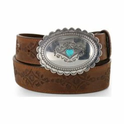 Best deal ⌛ Justin 👩 Women's Navajo Heart Leather Belt Bark 👏