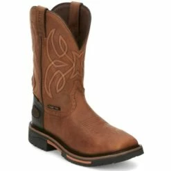 New 👏 Justin Men's Dallen Waterproof Western Work 🥾 Boots - Nano Composite Toe Brown 😉