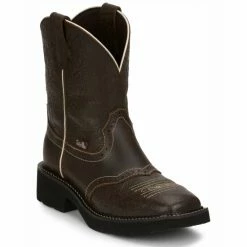 Best deal 🤩 Justin 👩 Women's Mandra Brown Western 🥾 Boots - Square Toe Dark Brown 🤩