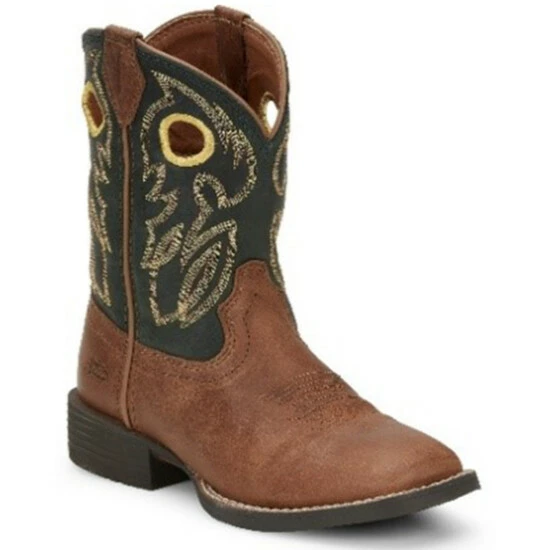 New โจ Justin Boys' Bowline Junior Western ๐ฅพ Boots - Wide Square Toe Green/brown ๐ 3 New โจ Justin Boys' Bowline Junior Western ๐ฅพ Boots - Wide Square Toe Green/brown ๐