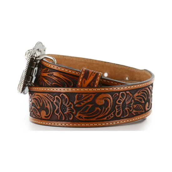 Cheapest ✨ Justin Boys' Tooled 3D Buckle Leather Belt Brown ✨ 6 Cheapest ✨ Justin Boys' Tooled 3D Buckle Leather Belt Brown ✨ - Image 4
