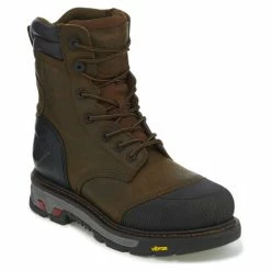 Outlet ✨ Justin Men's Brown Warhawk Waterproof 8" Work 🥾 Boots - Composite Toe 🔥