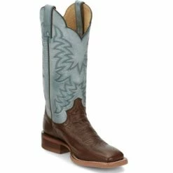 Outlet 🔔 Justin 👩 Women's Ralston Exotic Smooth Ostrich Skin Western 🥾 Boots - Square Toe Chocolate 🔔