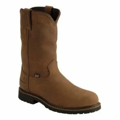 Promo 😍 Justin Men's Drywall Waterproof Pull-On Work 🥾 Boots - Steel Toe Brown 🛒