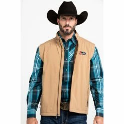 Hot Sale ๐ Justin Men's Khaki Fleece Laminated Vest Beige/khaki ๐ฏ