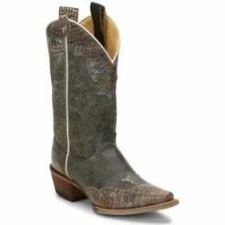 Best deal 🌟 Justin 👩 Women's Vera Black Wingtip Western 🥾 Boots - Narrow Square Toe ⌛