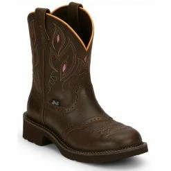 Best deal 🥰 Justin 👩 Women's Gemma Shetland Western 🥾 Boots - Round Toe Dark Brown 🔔