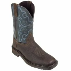 Budget 🎉 Justin Men's Amarillo Slate Waterproof Western Work 🥾 Boots - Soft Toe Brown 💯