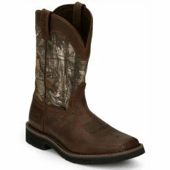 Best Sale 🔥 Justin Men's Trekker Waterproof Western Work 🥾 Boots - Soft Toe Brown 💯