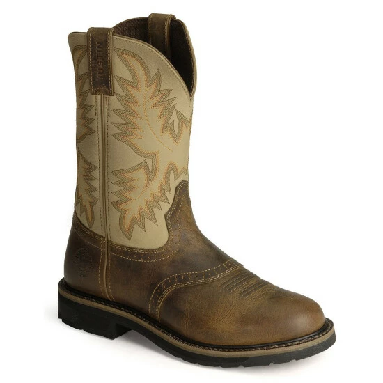 Cheapest ๐งจ Justin Men's Stampede Superintendent Creme Work ๐ฅพ Boots - Steel Toe Brown โ 3 Cheapest ๐งจ Justin Men's Stampede Superintendent Creme Work ๐ฅพ Boots - Steel Toe Brown โ