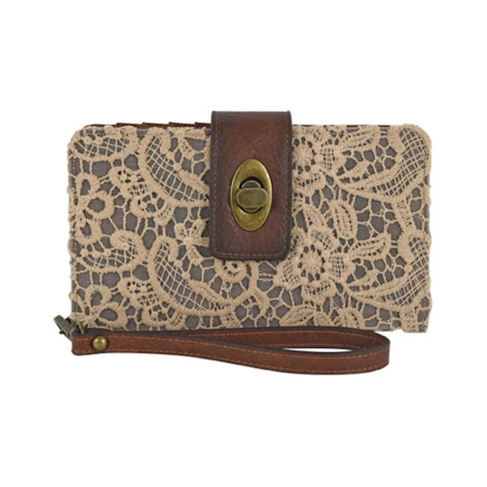 Brand new ๐คฉ Justin ๐ฉ Women's Floral Lace & Burnished Leather Wristlet Wallet Brown โจ 3 Brand new ๐คฉ Justin ๐ฉ Women's Floral Lace & Burnished Leather Wristlet Wallet Brown โจ