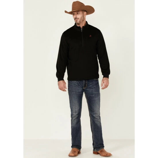 Best Pirce 🤩 Justin Men's Heather Black Nashville 1/4 Zip Fleece Pullover 🎁 4 Best Pirce 🤩 Justin Men's Heather Black Nashville 1/4 Zip Fleece Pullover 🎁 - Image 2