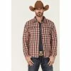 Best reviews of 🥰 Justin Men's Red & White Jackson Plaid Long Sleeve Snap 👕 Shirt Jacket Multi 🤩 -Justin Shop unnamed file 692