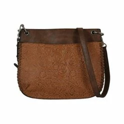 Best Sale 😍 Justin 👩 Women's Saddle Tooled Whipstitch Edge Crossbody Brown 🛒