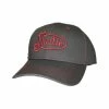 New 🤩 Justin Men's Grey & Red Embroidered Logo Solid-Back Ball Cap 🔥