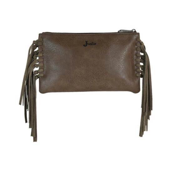 Promo 👍 Justin 👩 Women's Brown Washed Tooled Turquoise Fringe Clutch Purse Black 👏 4 Promo 👍 Justin 👩 Women's Brown Washed Tooled Turquoise Fringe Clutch Purse Black 👏 - Image 2