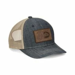 Coupon 🥰 Justin Men's Faux Leather Logo Patch Denim Mesh Back Cap Blue 🥰