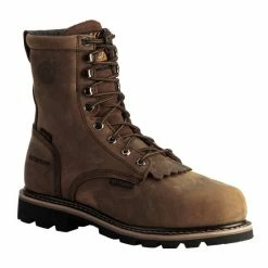 Hot Sale 😍 Justin Men's Pulley Waterproof MetGuard 8" Lace-Up Work 🥾 Boots - Composite Toe Brown 🤩