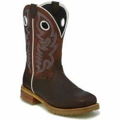 Cheap 🤩 Justin Men's Marshal Western Work 🥾 Boots - Steel Toe Brown 🤩