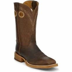 Discount 🛒 Justin Men's Grizzly Brown Western 🥾 Boots - Broad Square Toe 👏