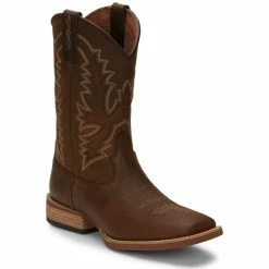 Best Sale 👏 Justin Men's Tallyman Brown Western 🥾 Boots - Broad Square Toe 👏