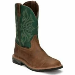 Outlet 🌟 Justin Men's Tan Bolt Western Work 🥾 Boots - Soft Toe 💯