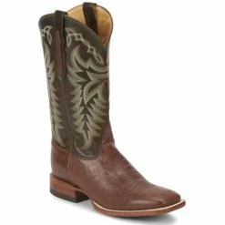 Brand new 🎁 Justin Men's Pascoe Kango Smooth Ostrich Western 🥾 Boots - Broad Square Toe Brown ⌛