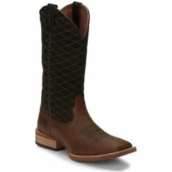 Hot Sale 👍 Justin Men's Cattler Brown Western 🥾 Boots - Broad Square Toe 🌟