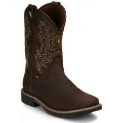 New 🔥 Justin Men's Fireman Brown Western 🥾 Boots - Square Toe 🎁