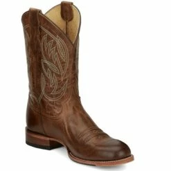 Promo 🌟 Justin Men's Pearsall Western 🥾 Boots - Round Toe Brown ✔️