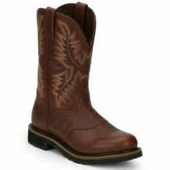 Discount ✨ Justin Men's Superintendent Western Work 🥾 Boots - Soft Toe Rust Copper ✔️