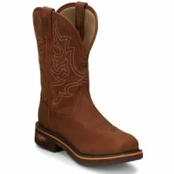 Hot Sale 💯 Justin Men's Resistor Russet Waterproof Western Work 🥾 Boots - Nano Composite Toe Russett 😉