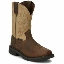 Hot Sale 🔔 Justin Men's Ricochet Pecan Western Work 🥾 Boots - Composite Toe 💯