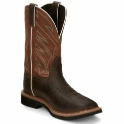 Promo 👍 Justin Men's Dalhart Waterproof Western Work 🥾 Boots - Soft Toe Brown 😀