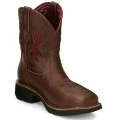Flash Sale 😍 Justin 👩 Women's Lathey Western Work 🥾 Boots - Nano Composite Toe Brown ✔️