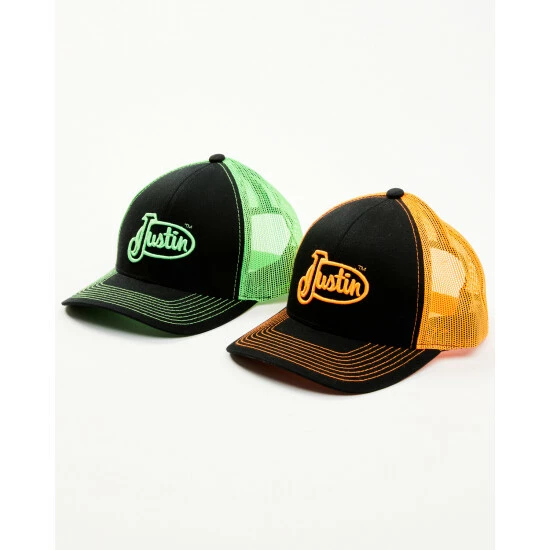 Promo โ Justin Men's Assorted Embroidered Neon Logo Mesh Back Trucker Cap Multi ๐ 3 Promo โ Justin Men's Assorted Embroidered Neon Logo Mesh Back Trucker Cap Multi ๐